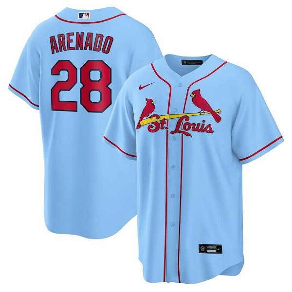 Men's St. Louis Cardinals #28 Nolan Arenado Blue Cool Base Stitched MLB Jersey